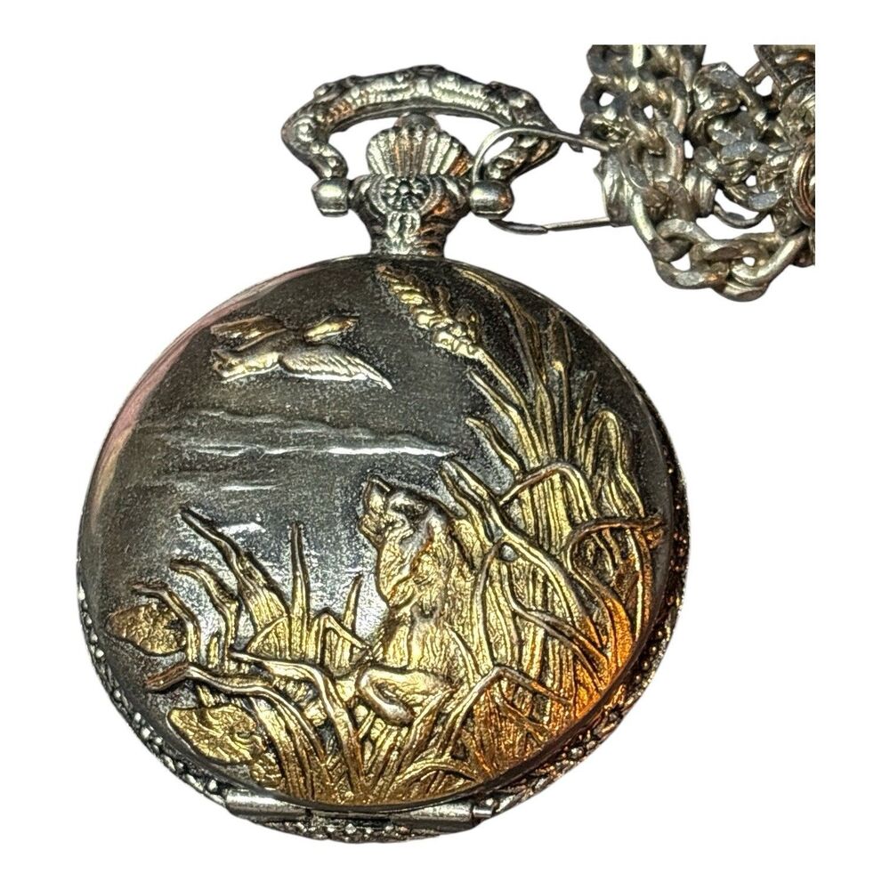 Milan Hunter Quartz Pocket Watch 2 Tone Silver & Gold New Battery Working